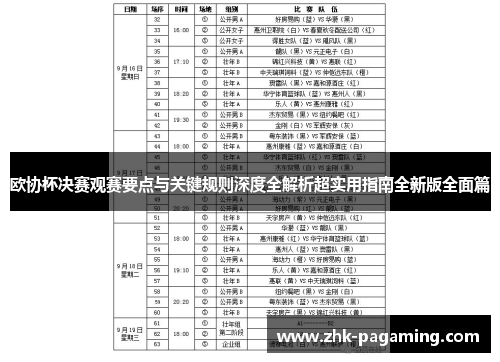 欧协杯决赛观赛要点与关键规则深度全解析超实用指南全新版全面篇